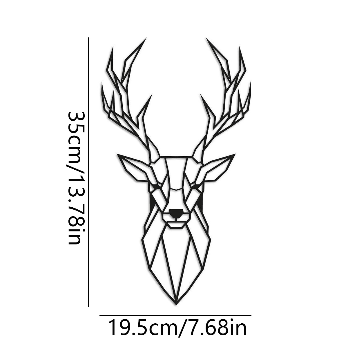 Deer Head Silhouette Wall Decoration Deer Metal Wall Sculpture Geometric Metal Wall Hanging Artwork