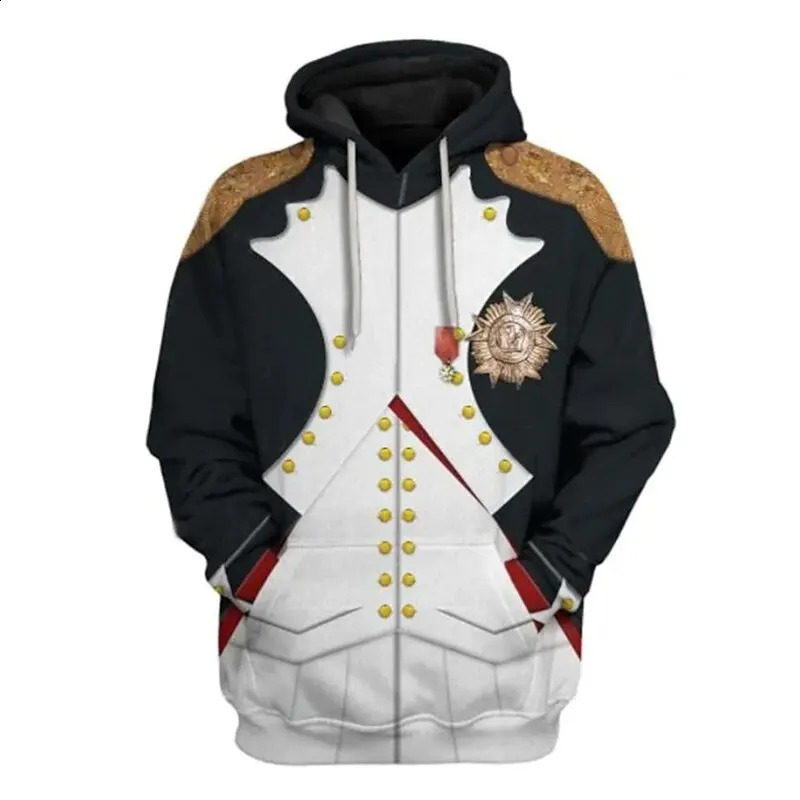 Grandee Medieval Universal Role Playing Hoodie Mens Retro 3D Printed Napoleon Hoodie Mens Sportswear 240824