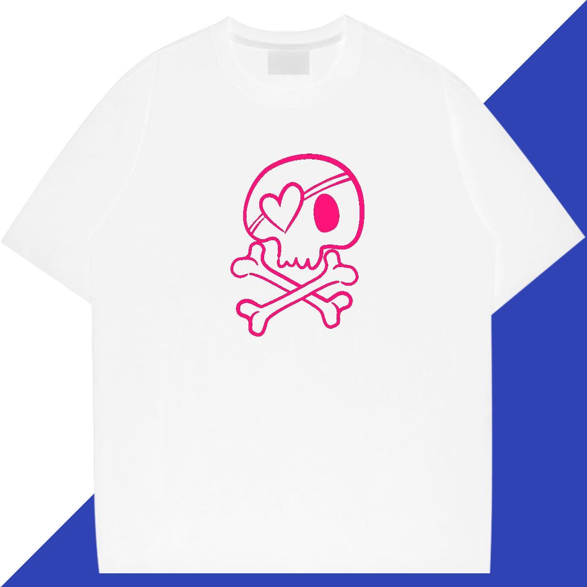 Classic T shirt 230g Pure Cotton skull Daily Outfit DIY Logo Oversized Breathable Crew Neck Men Clothes T-Shirt Custom Clothings