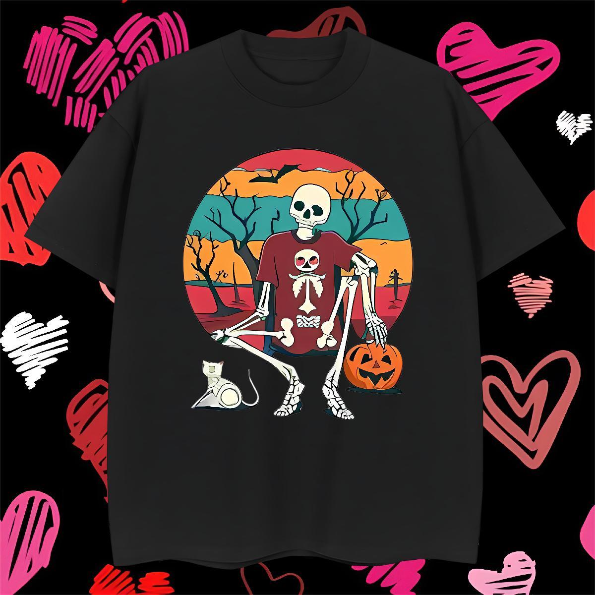 Designer T shirt 230g Cotton halloween Beach Anime Print O Neck Short Sleeves Men Tees Classic Casual Polos