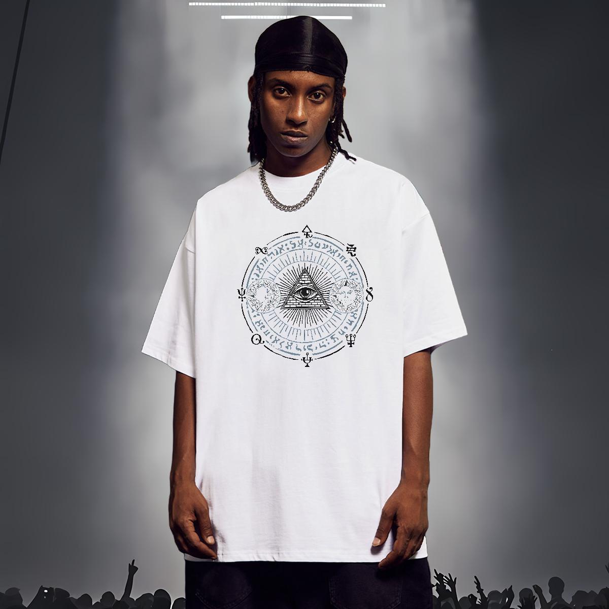 Cool Design T-Shirts for Men 100% Cotton 230g eye of the devil Casual Daily Wear Cartoon Print O-Neck Short Sleeve Tshirt for Man Woman Factory Direct