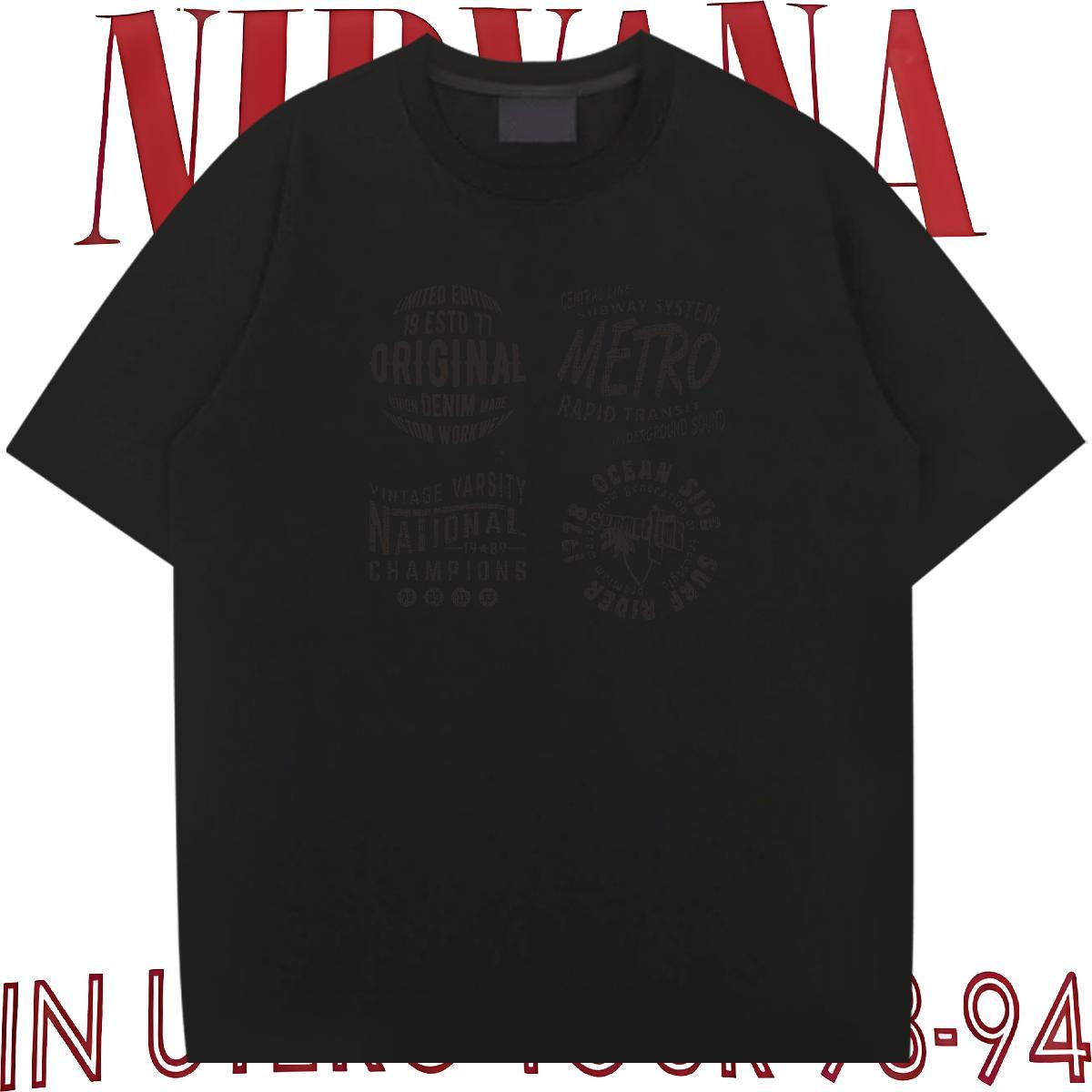 Wholesale T Shirts Men 230g Cotton letter Anime Printing Street Black White Crew Neck Breathable Men Tops Tees 2024 New Tshirts