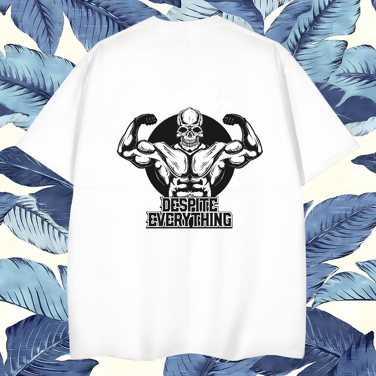 Free Shipping T-Shirts for Men 230g Pure Cotton skull Casual Daily Wear Custom Big Size Breathable Short Sleeve Tshirts 2024 DIY Top Tees