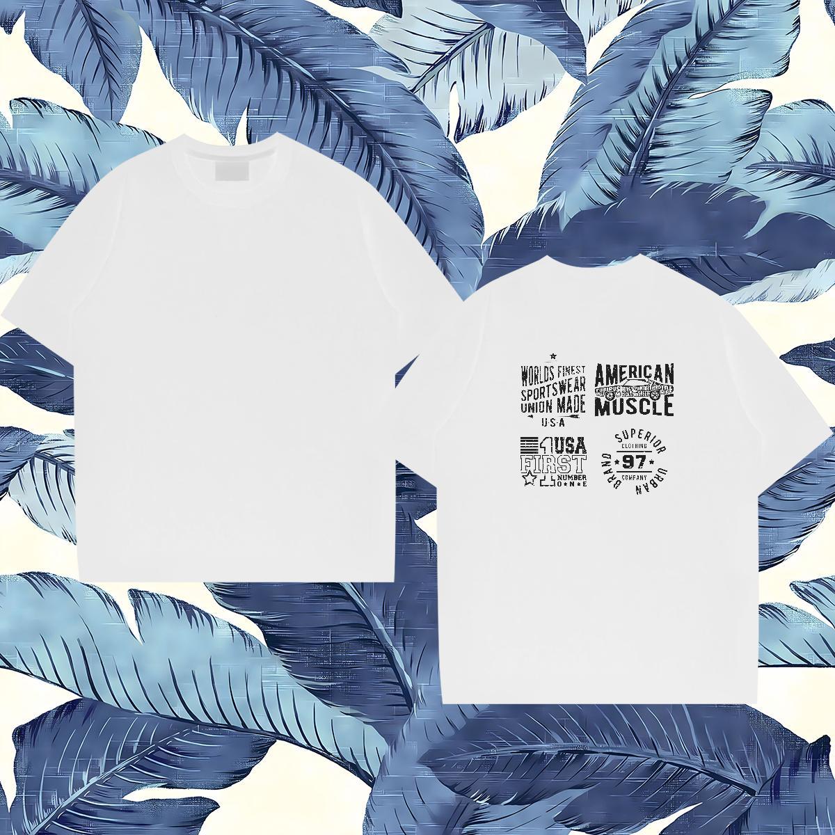 High Quality Mens T Shirts 230g Cotton letter Casual Beach Customized Print Short Sleeve O-Neck Men Tees Fashion Casual Polos