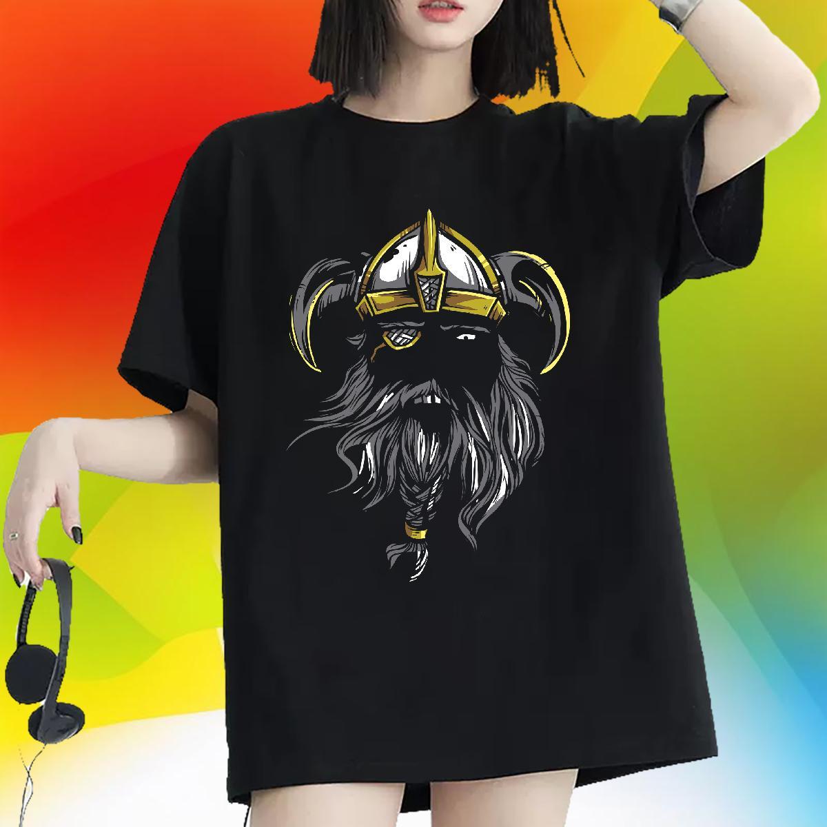 5A Women Tshirts 230g Cotton painting Casual Beach T-Shirts Round Neck Short Sleeve Plus Size Cartoon Wear