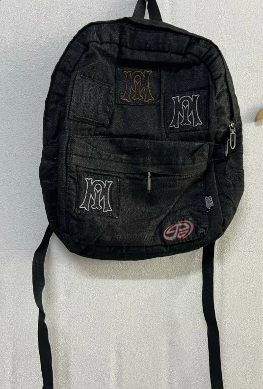 Y2k Aesthetic All Match Letter Embroidery Backpack Patchwork Vintage Gothic Schoolbags Casual Students Backpacks 241120