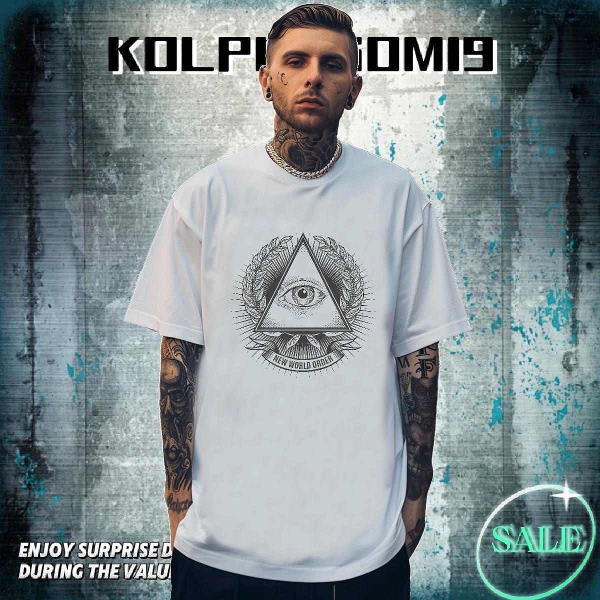 High Quality Men T Shirts 230g Pure Cotton eye of the devil Casual Daily Wear Customized O-Neck Short Sleeve Men Tops Tees Casual New Tees Shirts