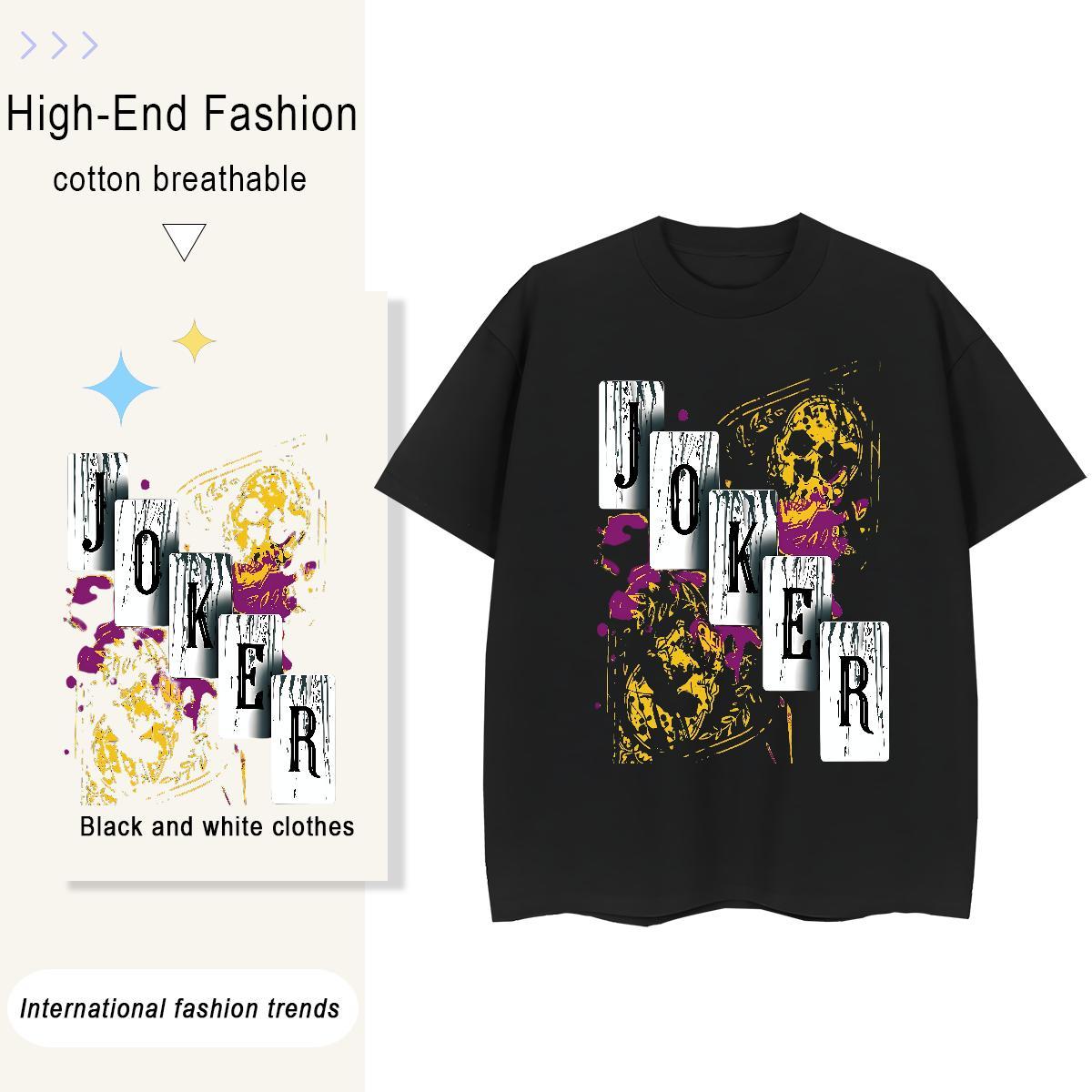 5A Lady T shirt 230g Cotton joker High Street Hip Hop T Shirt For Woman Crew Neck Breathable Black White Tees Shirts