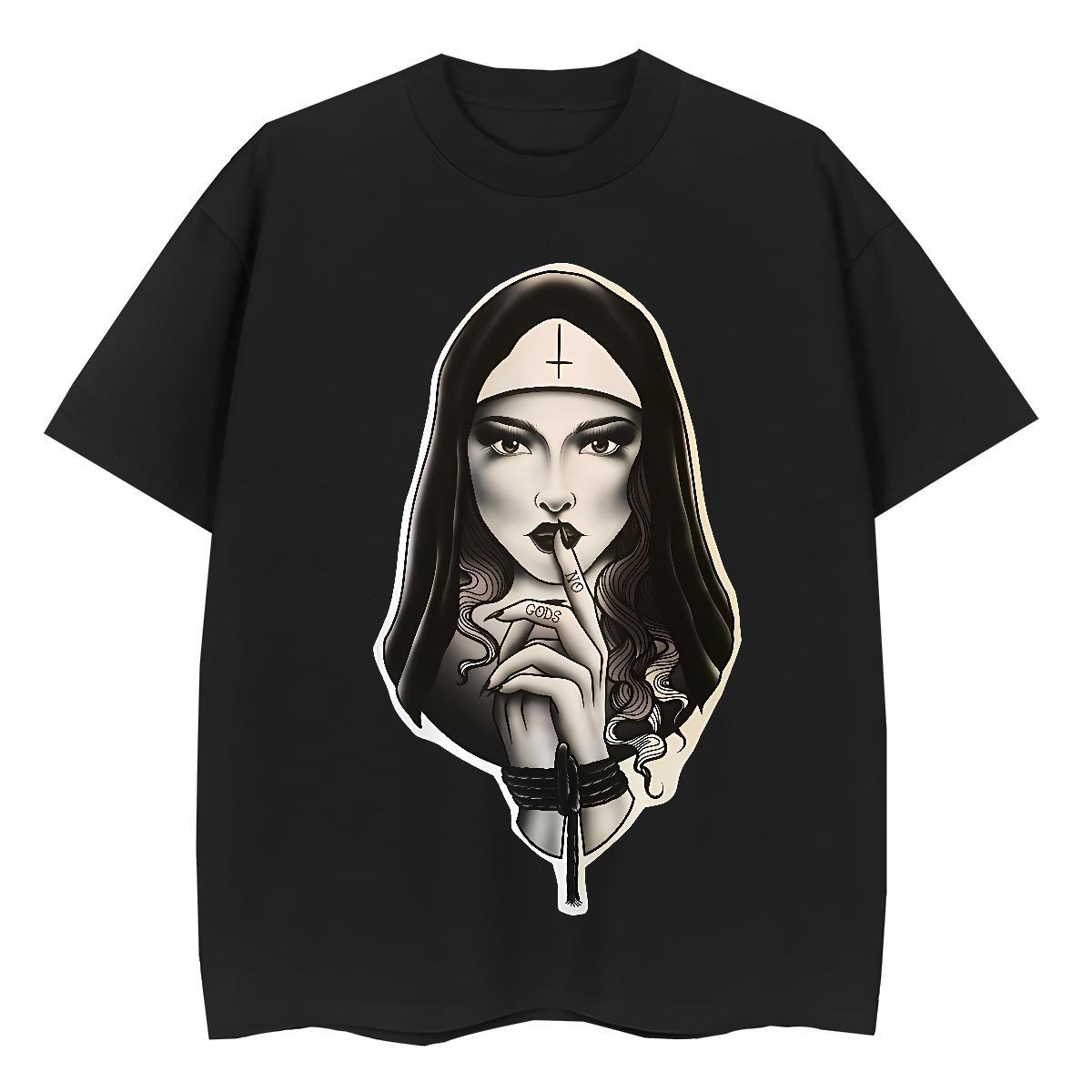 Popular Women Tshirts 230g 100% Cotton nun Daily Outfit T-Shirts Crew Neck Floral Print Tops