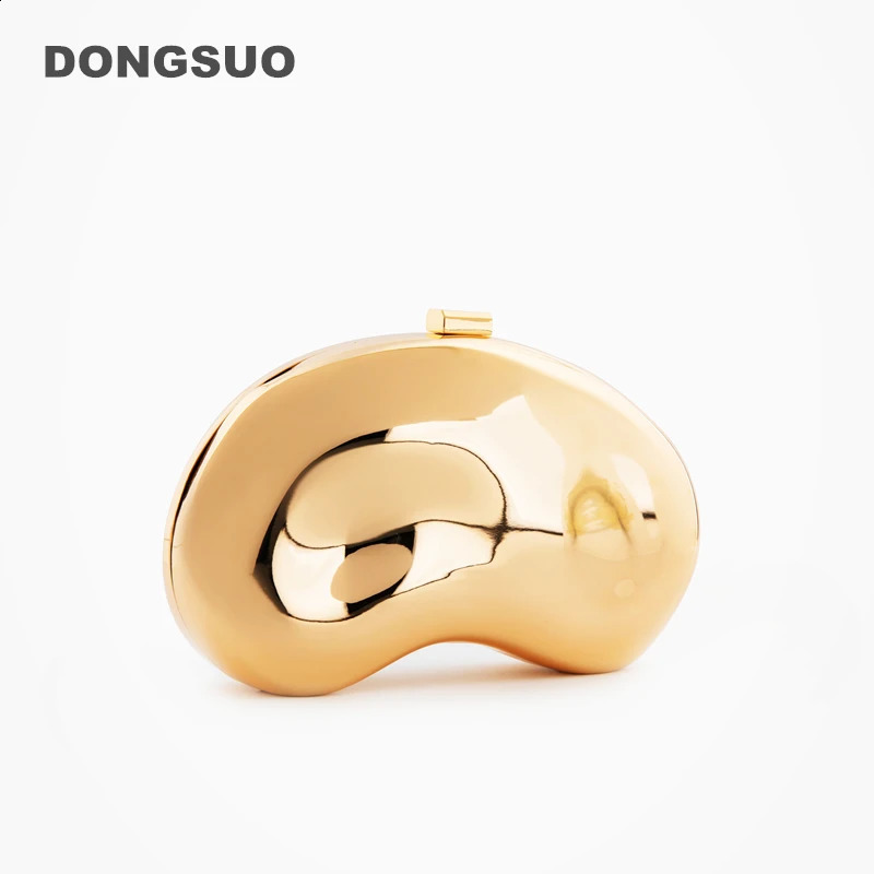 Women metal silver gold shell bag cute Evening Clutch Bag with strap For Wedding Party small Purses Handbag summer 240824Z