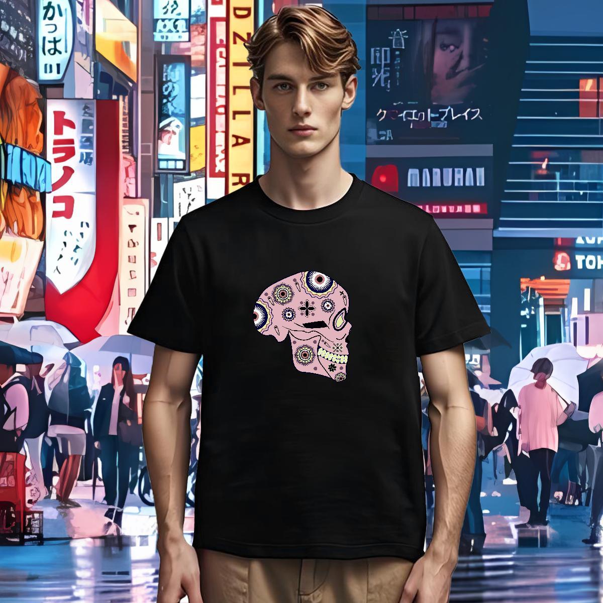 Free Shipping T Shirt For Man 230g Pure Cotton skull Sports Casual Plus Size Custom Breathable Crew Neck Men Tshirts 2024 Designer Tops Shirt