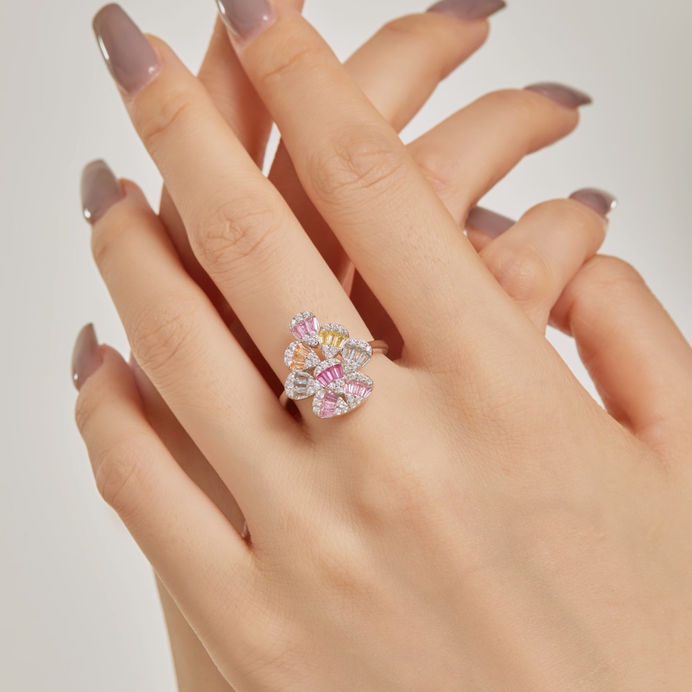Korean version of new S pure sier fairy balloon with colorful zirconium inlaid full diamond series personalized design female handmade jewelry