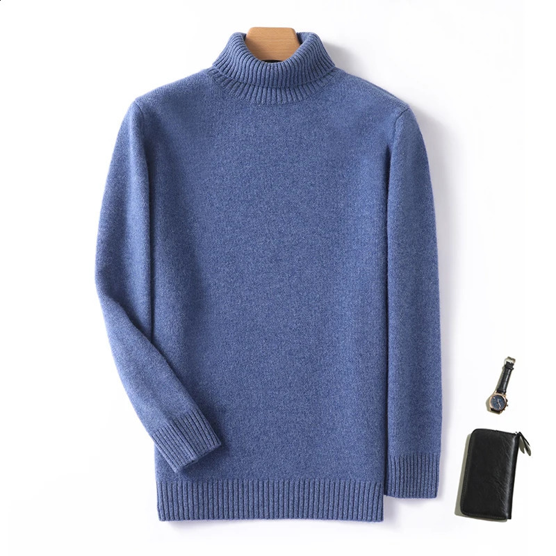 Mens Warm Solid Sweater 100% Cashmere Turtle Collar Sweater Mens Clothing Autumn and Winter Knitted Pull Flower Parachute Large Size Sweater 240824