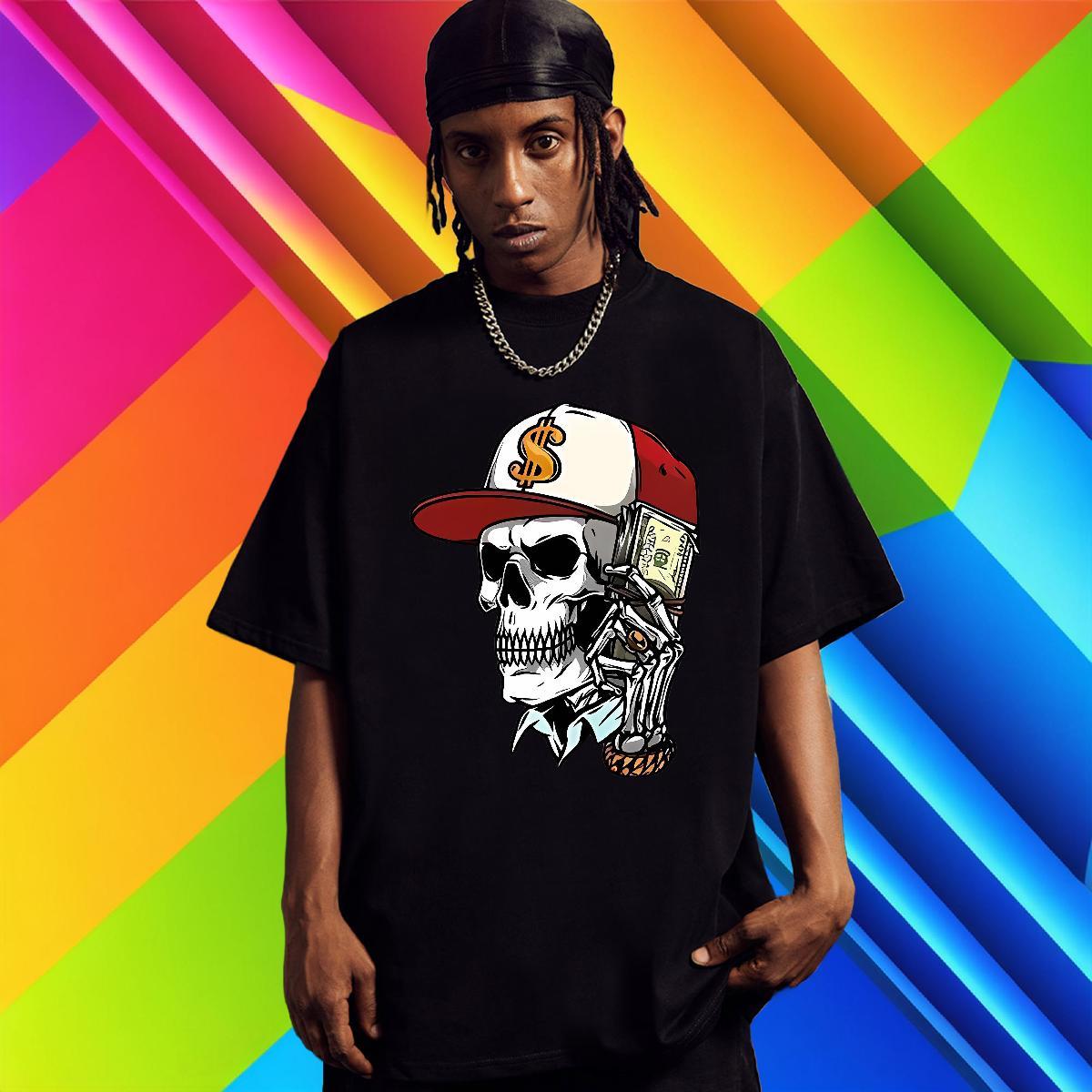 High Quality T-Shirts for Men 100% Cotton 230g dollar Daily Wear Anime Print Breathable Short Sleeve Men Tshirts Brand Tee Shirt