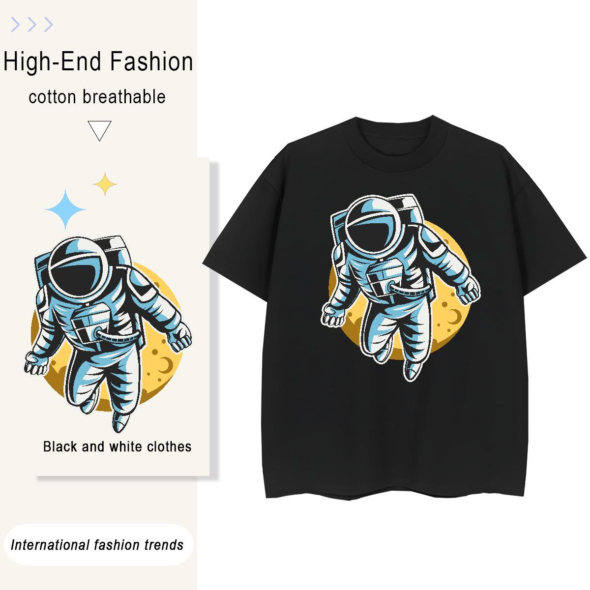 Brand Lady T shirt 230g Pure Cotton cosmonaut Casual Daily Wear Women T Shirts Breathable Soft Cartoon Anime Tops