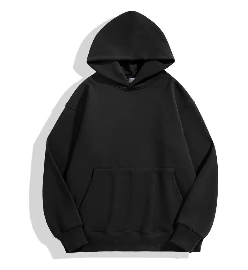 500GSM Heavy Weight Fashion Mens Hoodies Autumn Winter Casual Thick Cotton Mens Top Solid Color Hoodies Sweatshirt Male 240826