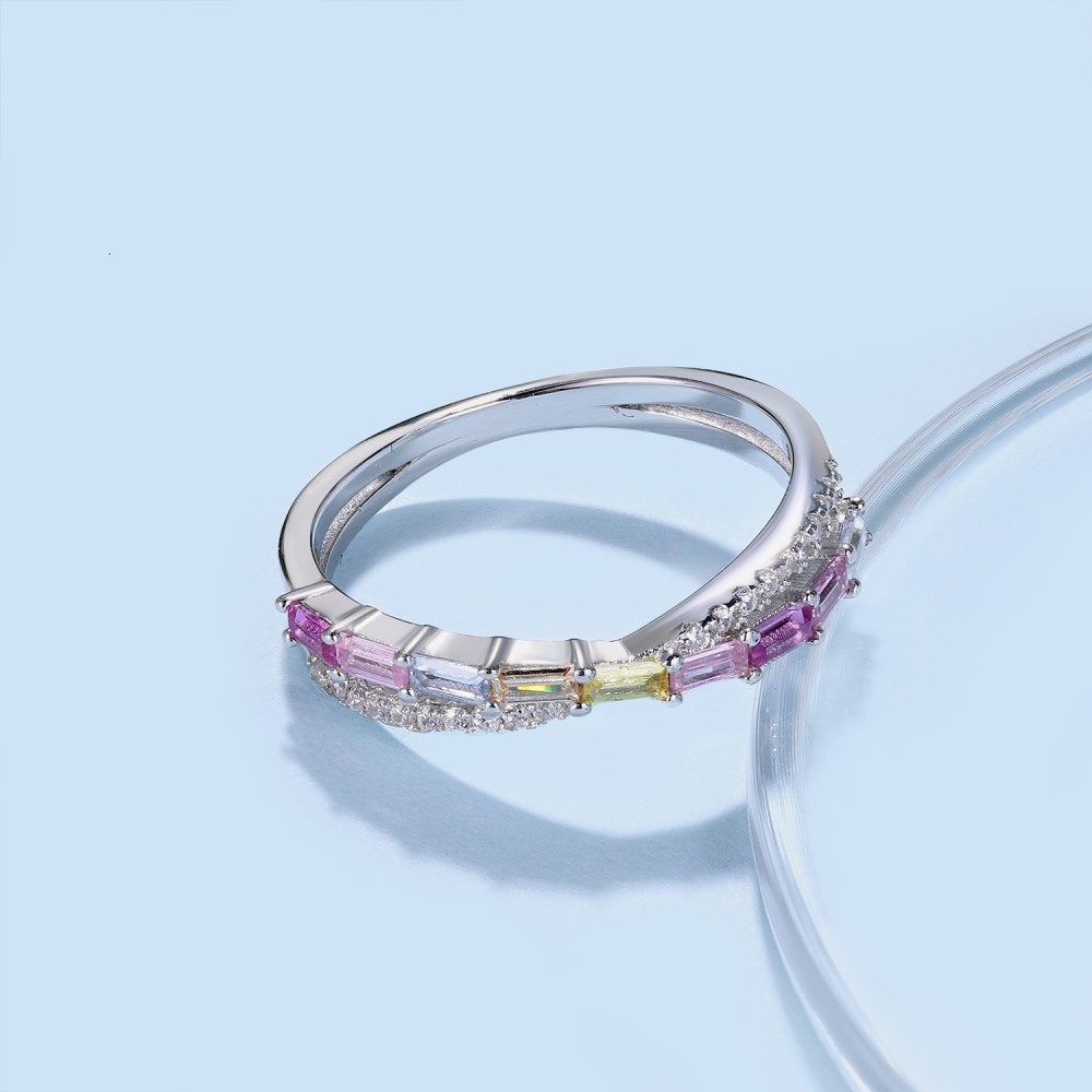 S sterg sier with high-end color zirconia inlay, fashionable and versatile temperament, geometric closure ring