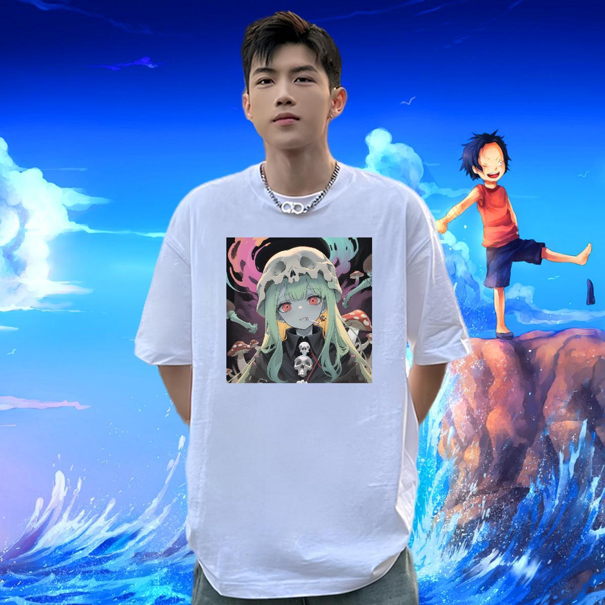 Classic Man T Shirts 230g 100% Cotton skull Street wear Hip Hop Custom Printing Breathable Short Sleeve Men Tees New Top Tees