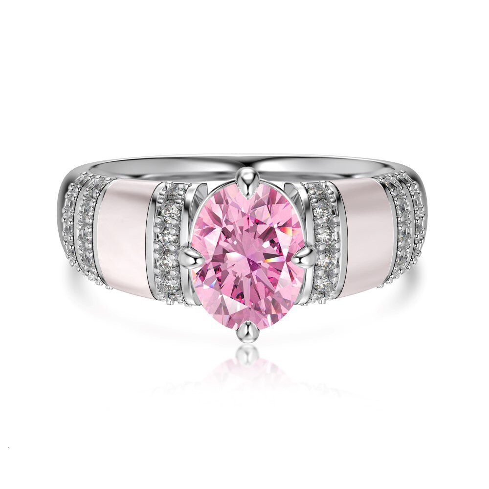 S pure sier ring, women's high-end feeg, blue pink ice wer cut zircon fashionable geometric heart ring