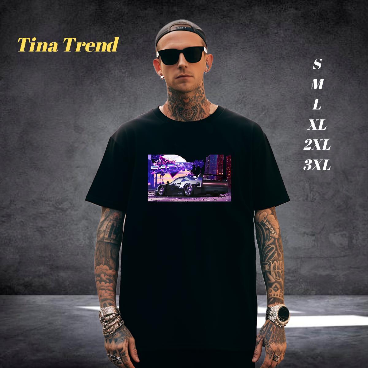 Comfortable Mens T Shirts 230g Pure Cotton car Anime Printing Street Asian Size Breathable Soft Men Tshirts Casual New Tee Shirt