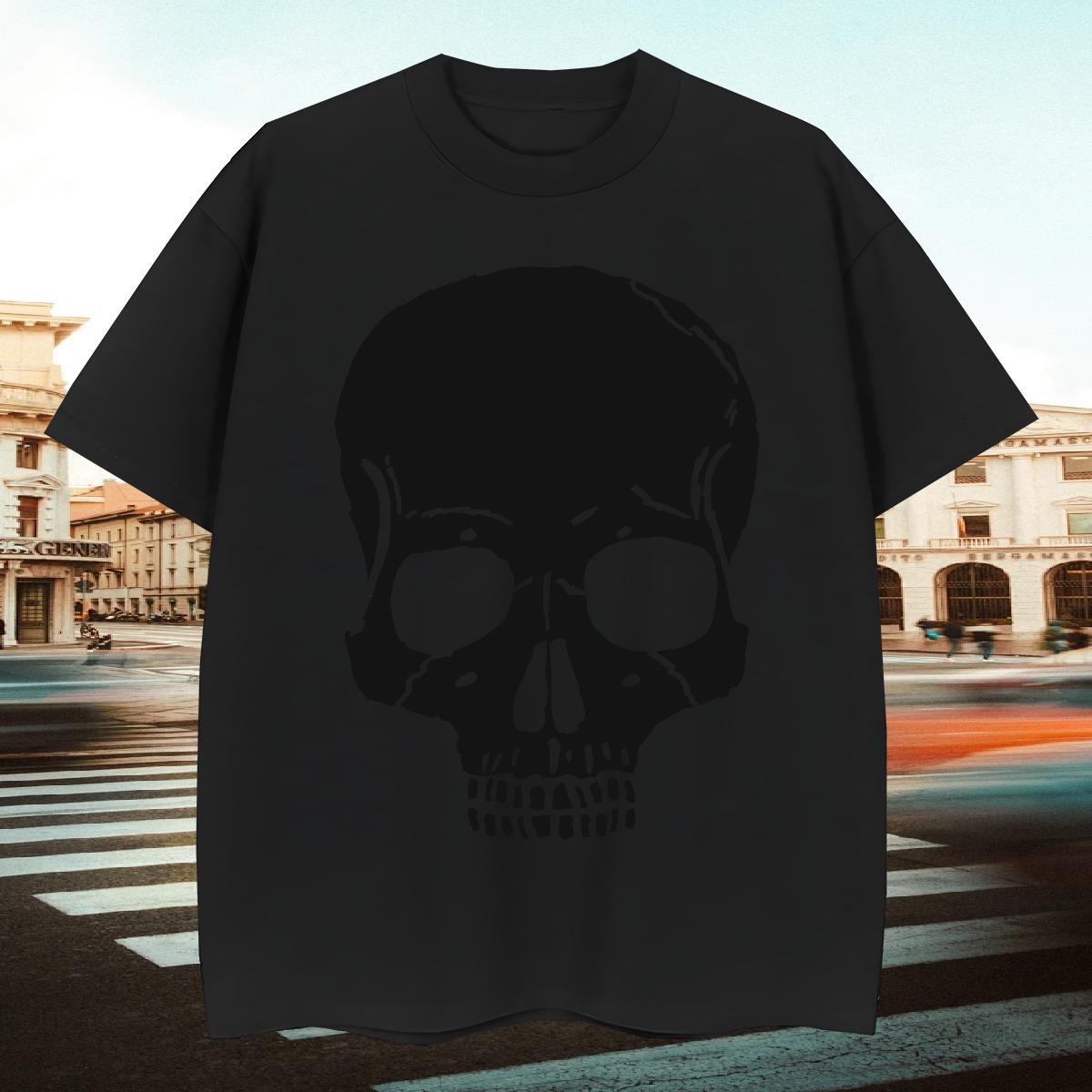 Classic T Shirt For Man 230g Pure Cotton skull Summer Casual White Plus Size Short Sleeve O-Neck Men Tees 2024 Summer Tops Shirt