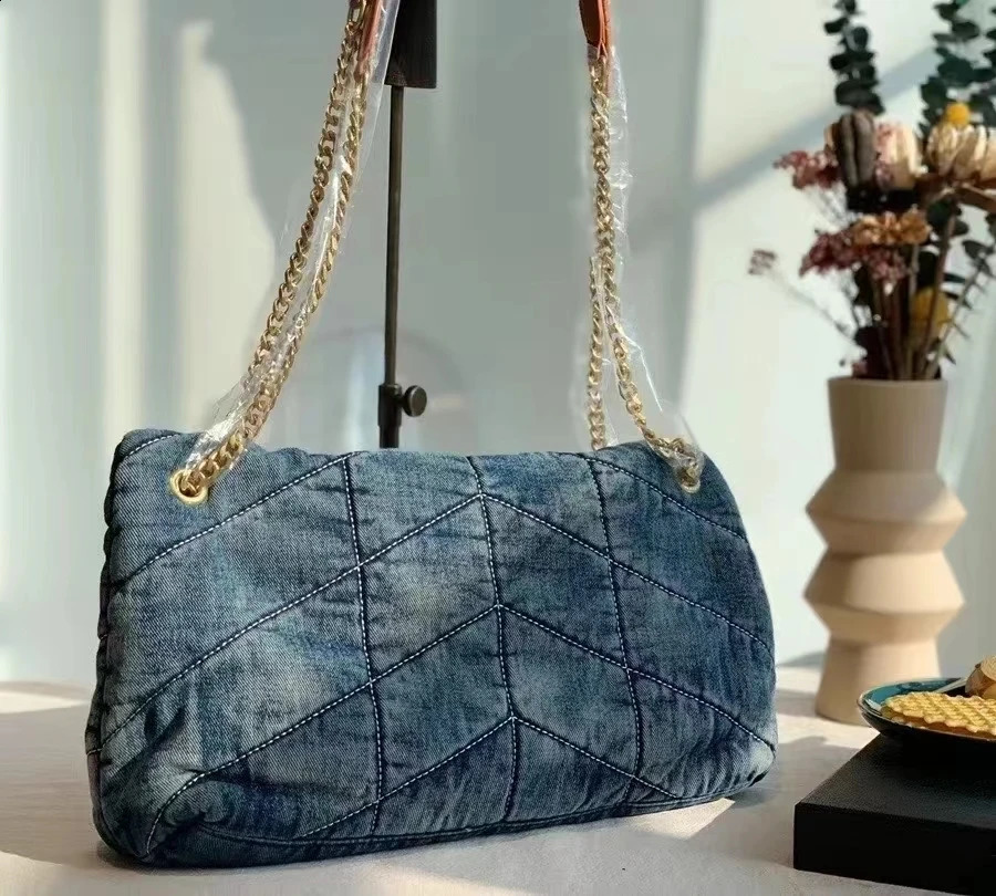 Washed Denim Cloud Chain Bag with Ed Postman Shoulder hot Strap - High Version, Crossbody, Fashionable
