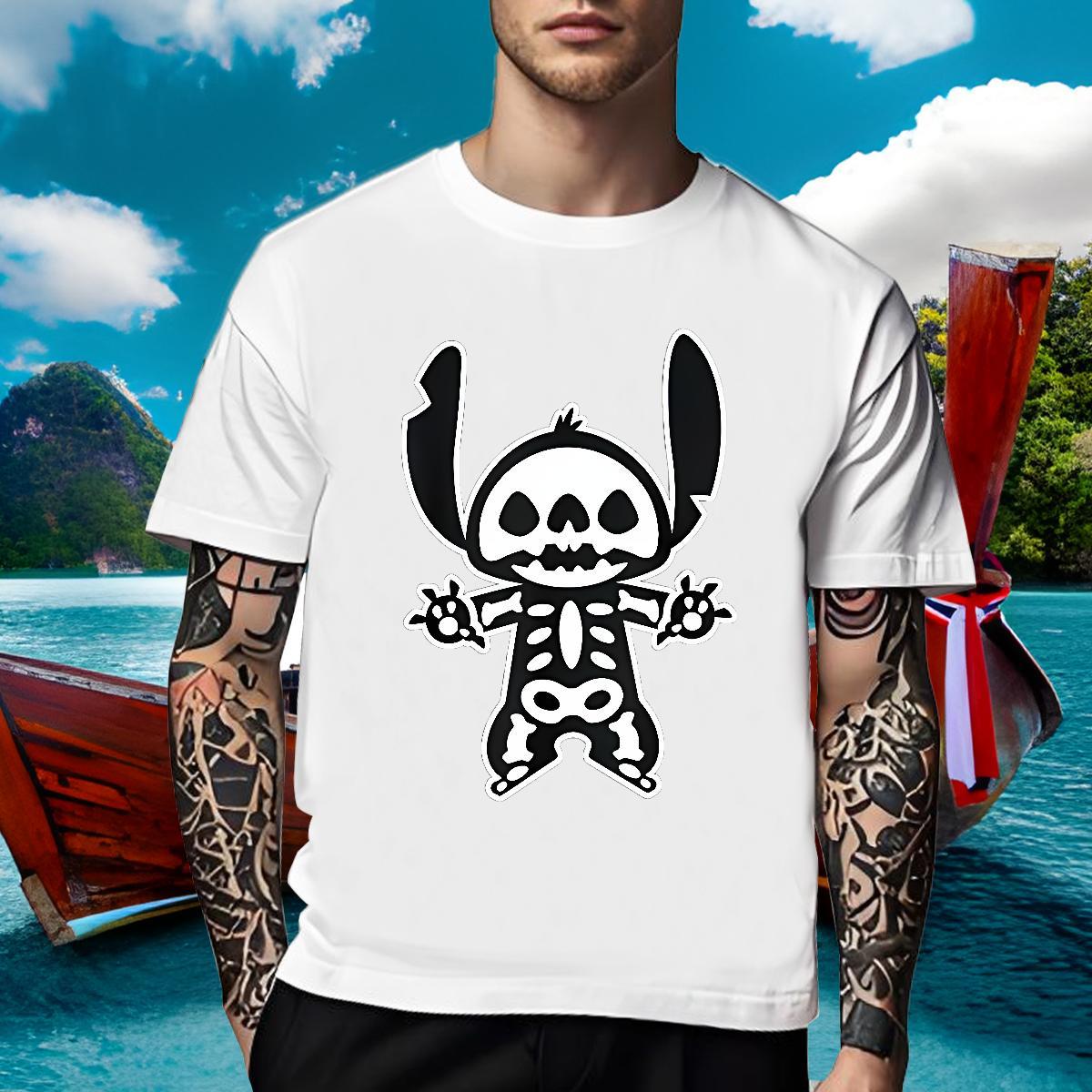 Loose Fit T Shirts Men 100% Cotton 230g skull High Street Hip Hop Customized Print Round Neck Short Sleeve Men Tees Wholesale Clothings