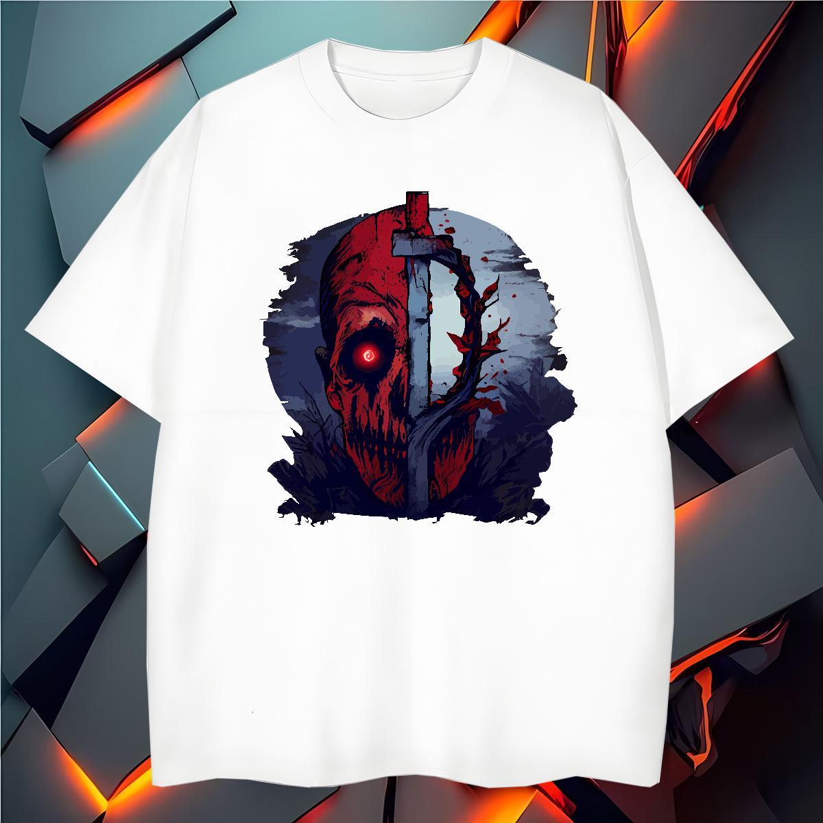 Unisex T Shirts Men 230g Pure Cotton skull Sport Plus Size Custom Breathable Short Sleeve Men Tshirts Fashion Casual Top Tees