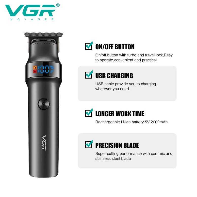VGR Professional Mens Beard Trimmer Electric Hair Clipper Waterproof Facial Trimmer Charging V-987 W240824