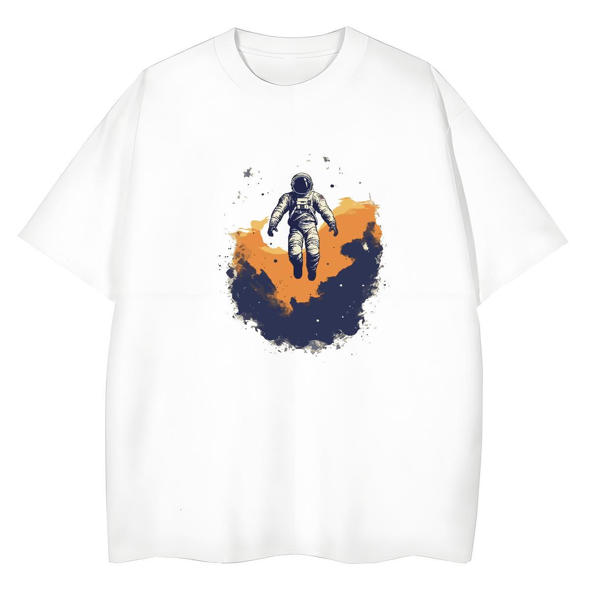 Loose Women Tees 100% Cotton 230g universe Sports Casual T shirt Short sleeve Soft Cartoon Floral Printing Tshirts
