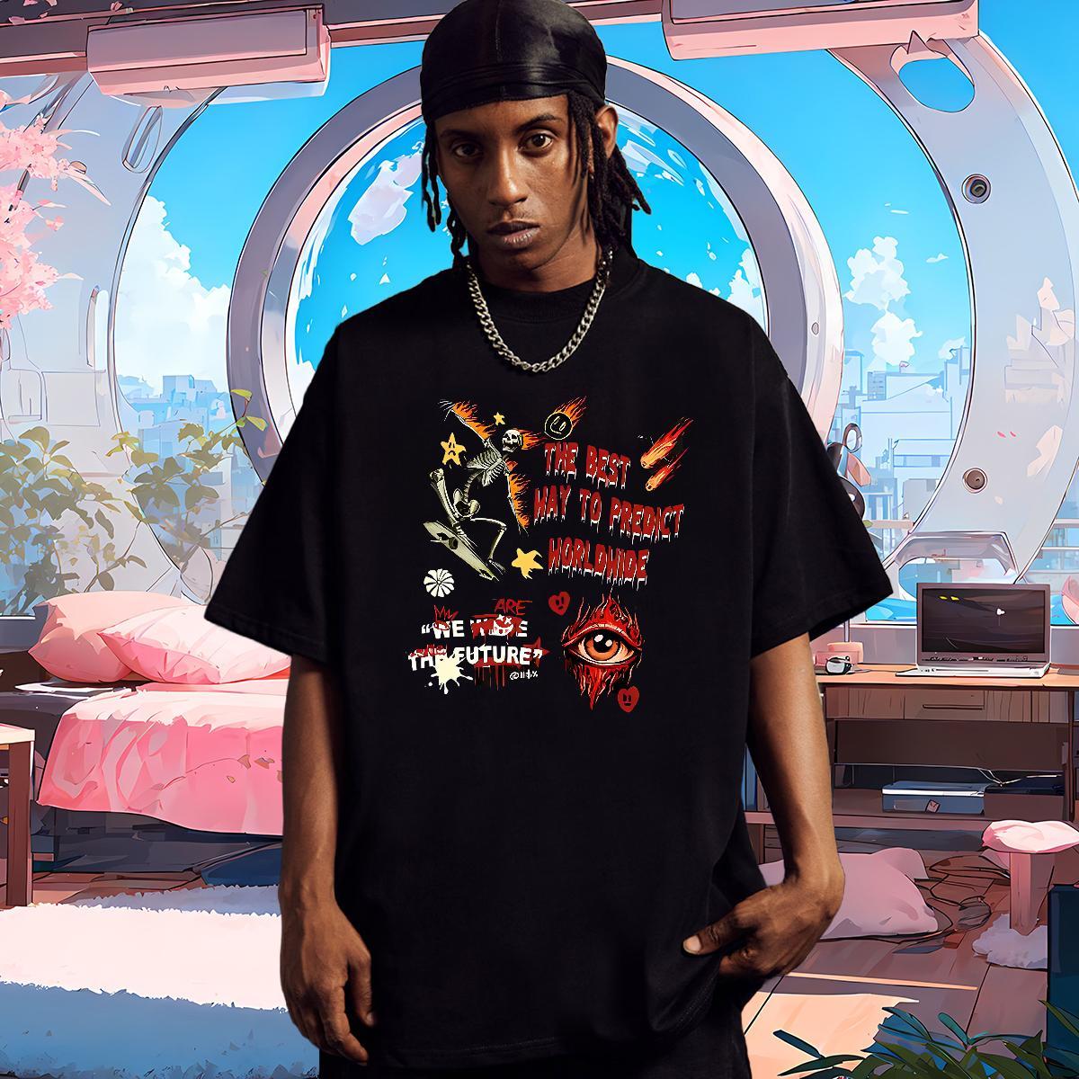 Designer T-Shirts 230g Pure Cotton halloween Anime Printing Street Custom Print Plus Size O Neck Short Sleeves Men Tees Fashion New Clothings