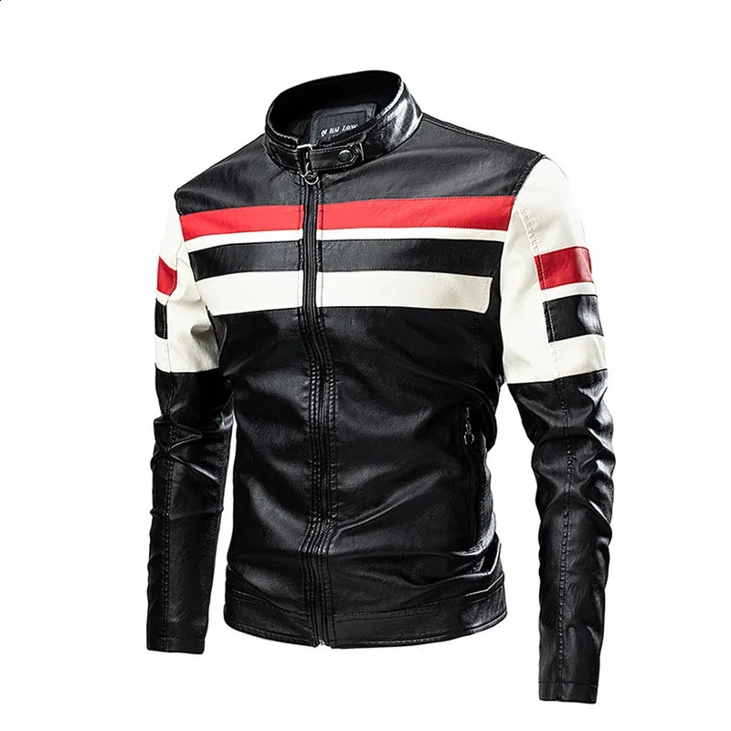 Motorcycle Leather Jacket Men Spring Casual Vintage Windproof Biker Jacket Male Fashion Bomber Overcoat 240826