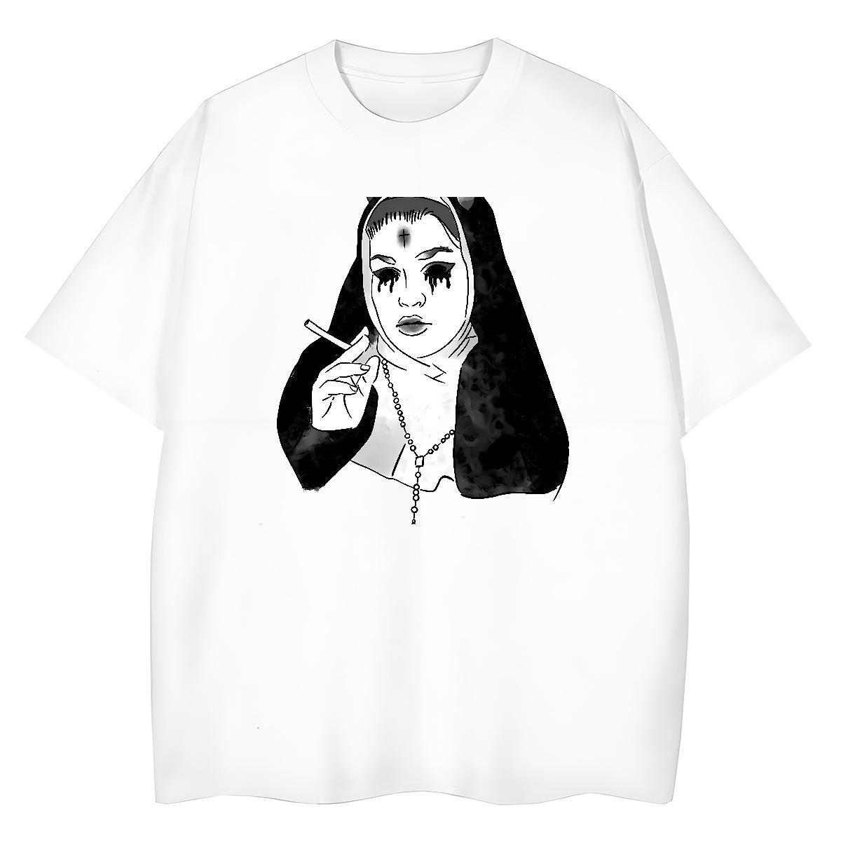 High quality Couples T Shirts 230g Cotton nun Daily Wear T-Shirts for Women Comfortable Black Oversized Clothes