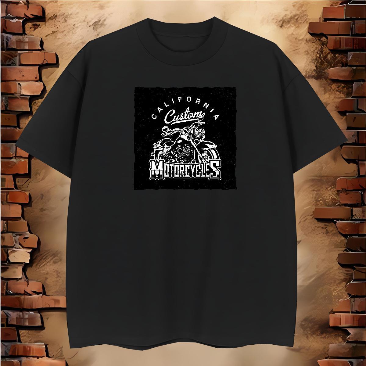 Unisex Mens T Shirts 230g Pure Cotton Motorcycle Beach Custom Printed Crew Neck Men Tops Tees Fashion Design Tee Shirt