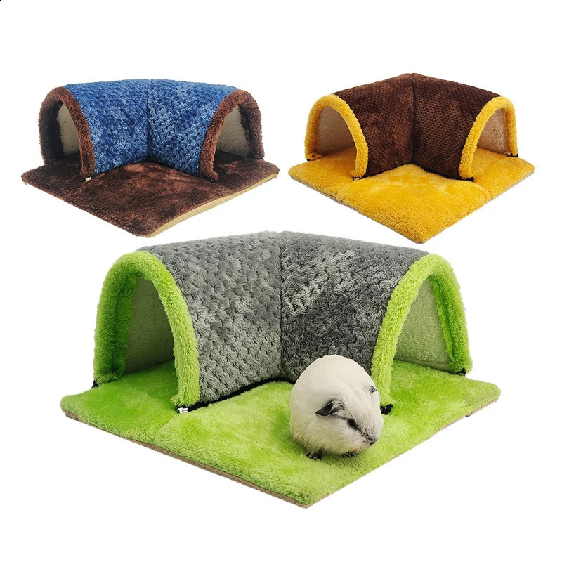 Plush Hamsters Playing Tunnels Winter Warm Cage for Guinea Pig Squirrel Rabbit Chinchilla Sugar Glider Small Pet Accessories 240824