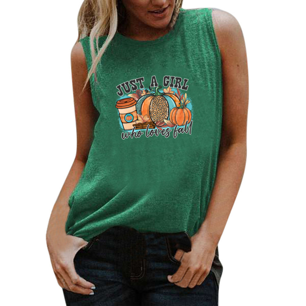 European size bodybuilding sleeveless with colorful pumpkin coffee cup letter printing, plus fat and oversized loose top dongdumaoyi