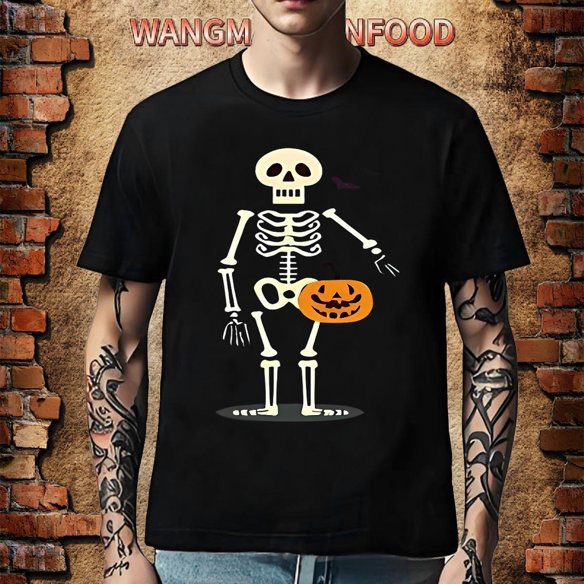 Brand Men T Shirts 230g Cotton skull Beach Plus Size Cartoon O Neck Short Sleeves Men Tops Tees Factory Direct Tees Shirts