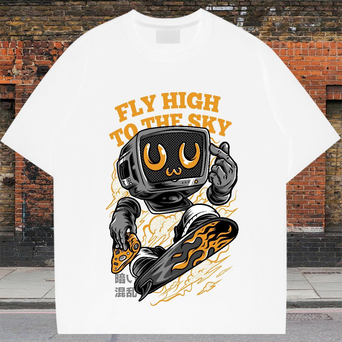 Free Shipping T Shirts Men 230g Cotton ET Street Asian Size O-Neck Short Sleeve Mens Tshirts Fashion Designer Tees