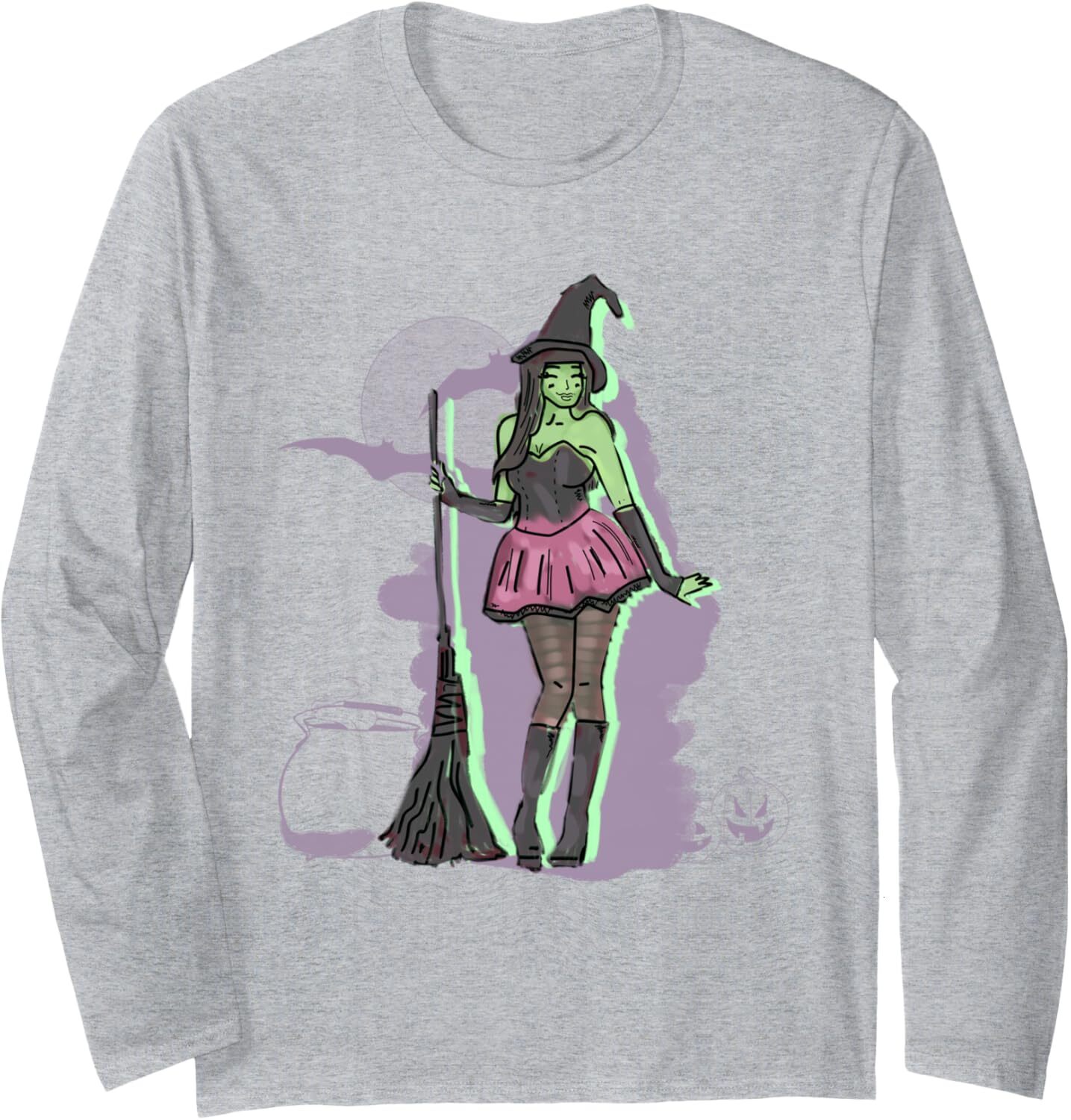 Long Sleeve Shirts for Men sweatshirt Sexy Enchantress Witch Halloween Funny Gift Long Sleeve Tee Streetwear Casual tops clothes