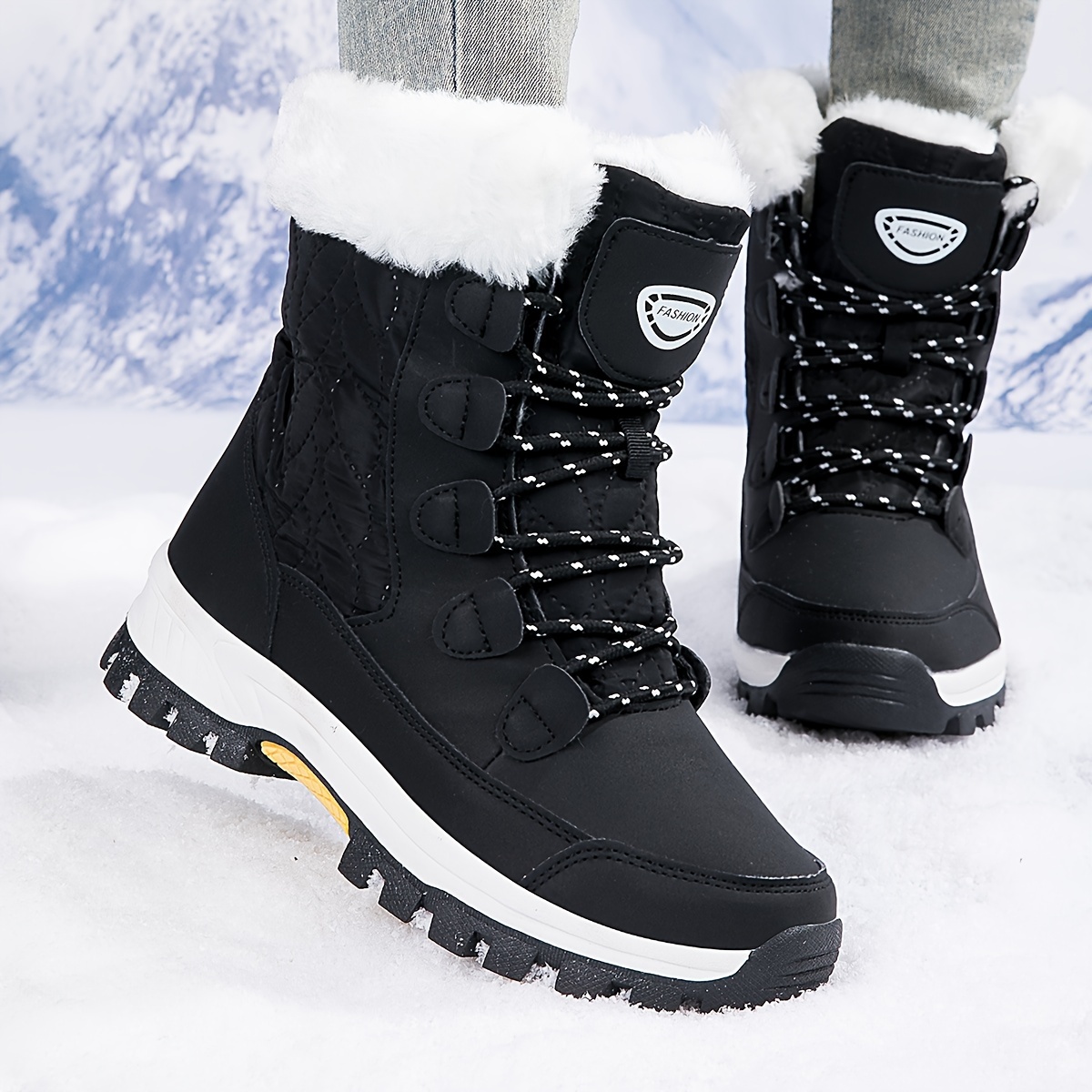 Cozy Velvet Womens Snow Boots - Soft, Comfortable, and Warm Flannel Lined Winter Shoes with Round Toe and TPR Sole - Perfect for Casual Outdoor Activi