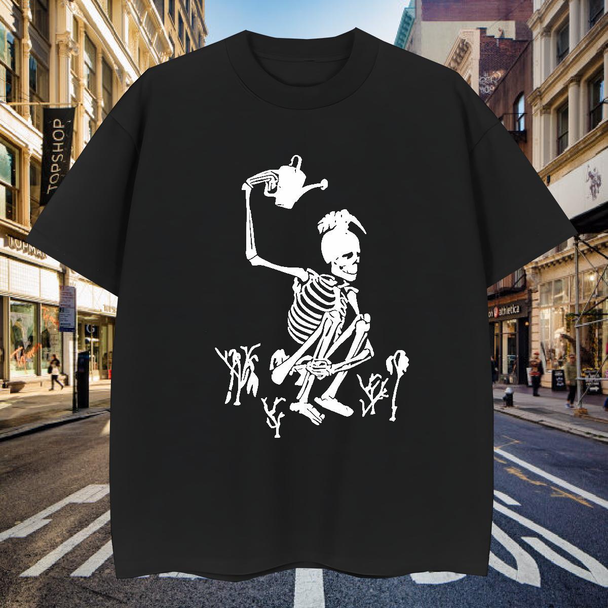 Brand T shirt 230g Pure Cotton skull Casual Beach Asian Size Crew Neck Men Tshirts New Designer Tee Shirt