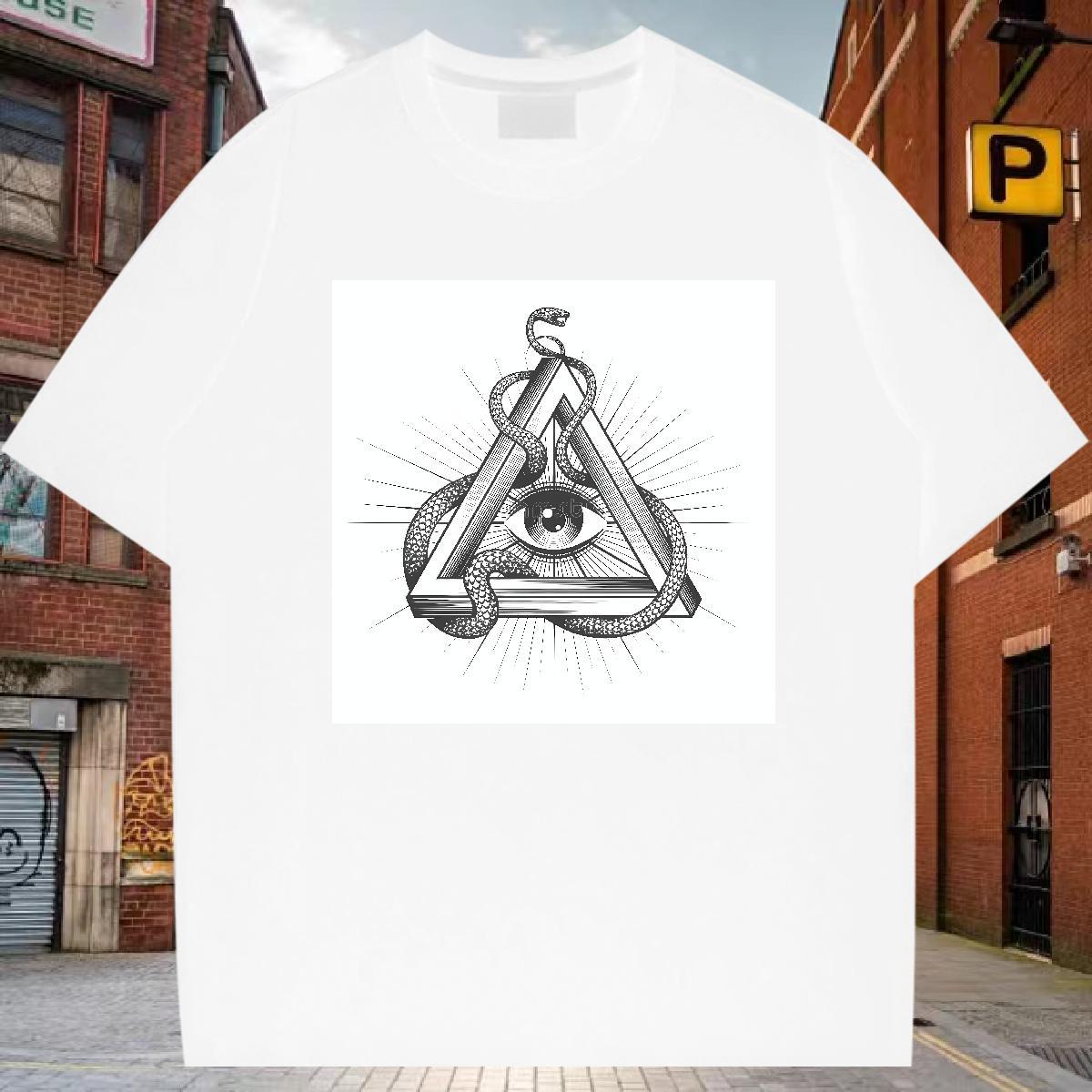 Cool Design T Shirts Men 230g 100% Cotton eye of the devil Street wear Hip Hop DIY Anime Short Sleeve O-Neck Tshirts Custom Tops Tees