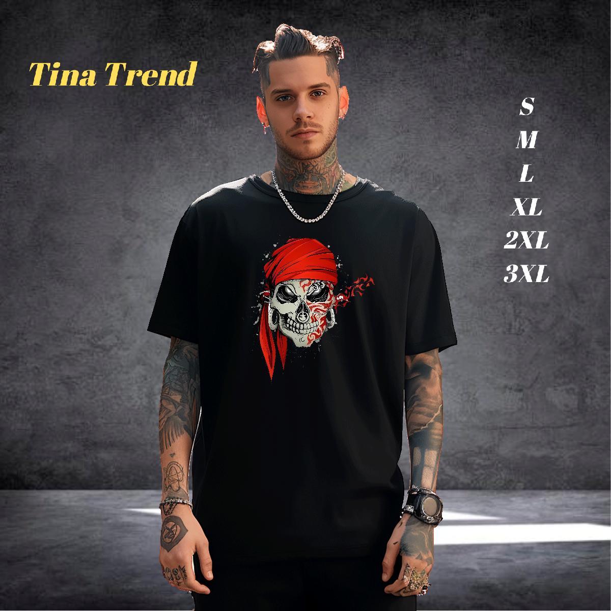 TOP Quality T shirt 230g 100% Cotton skull Outdoor Cartoon Printing L-4XL Short Sleeve O-Neck Mens Tshirts Casual New Tops