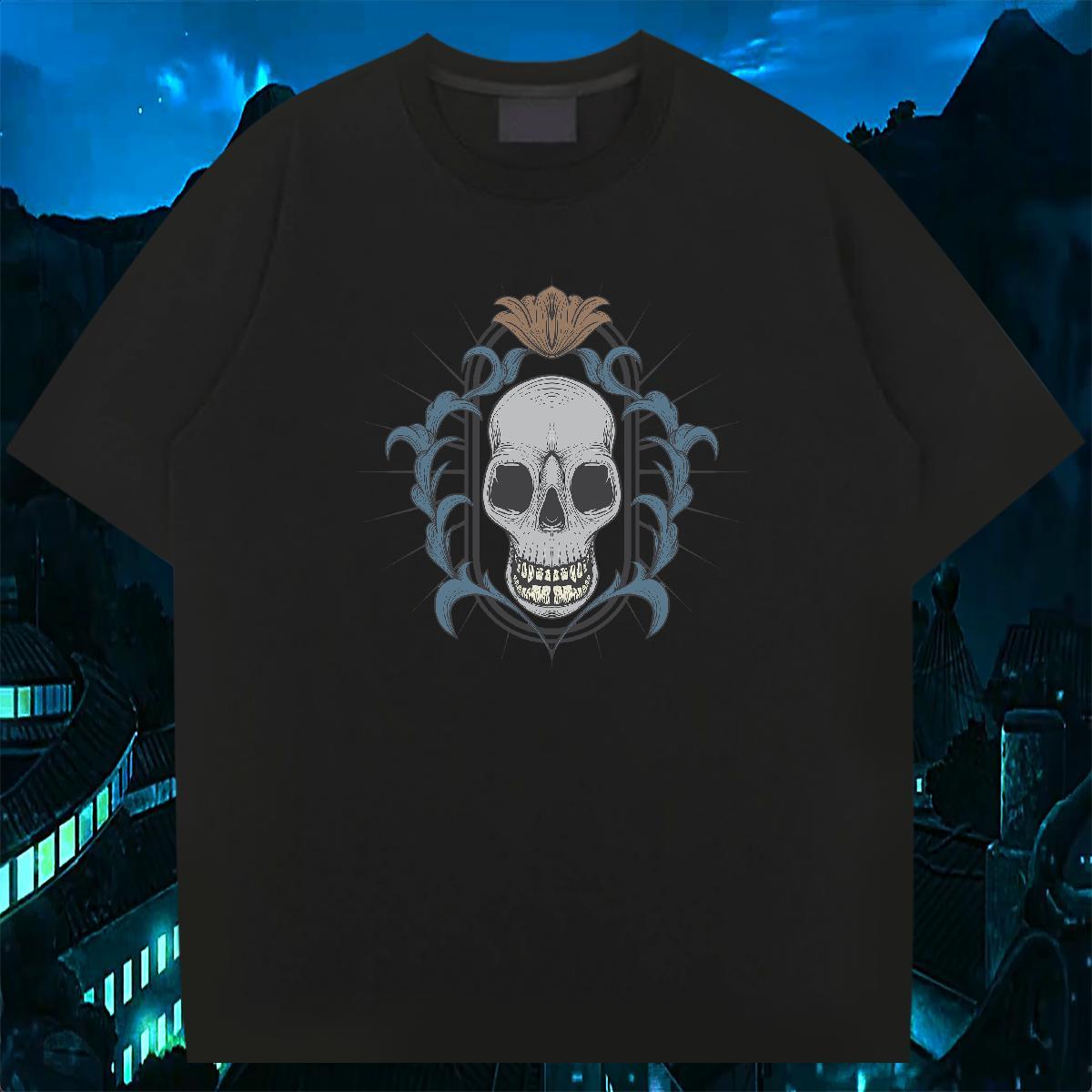 Cool Design T-Shirts for Men 230g 100% Cotton skull Casual Beach Custom Cartoon Pure Cotton Couples T Shirts New Arrival Polos