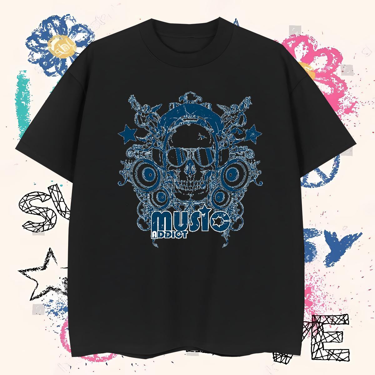 Brand T-Shirts for Men 230g Pure Cotton skull Casual Beach DIY Printed Breathable Soft Men Clothes T-Shirt Designer Fashion Clothings