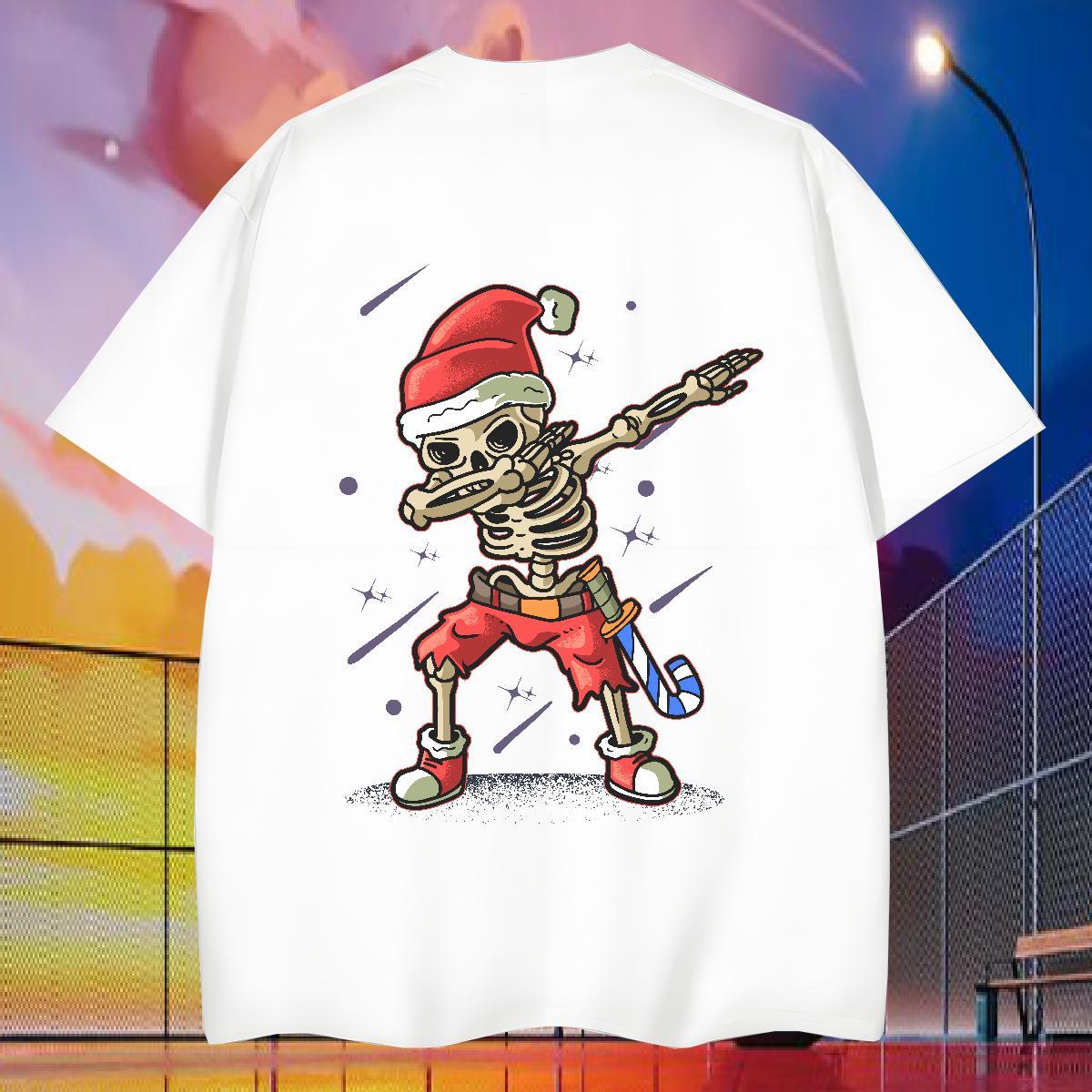 Brand Man T Shirts 230g 100% Cotton skull Street Wear Custom Printed Breathable Short Sleeve Couples T Shirts 2024 Summer Tees
