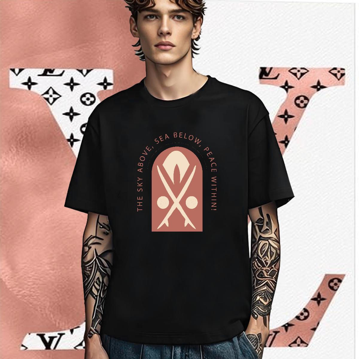 Popular T shirt 230g Cotton skateboarding Casual Beach Customized Print Breathable Crew Neck Men Tops Tees Wholesale Top Tees