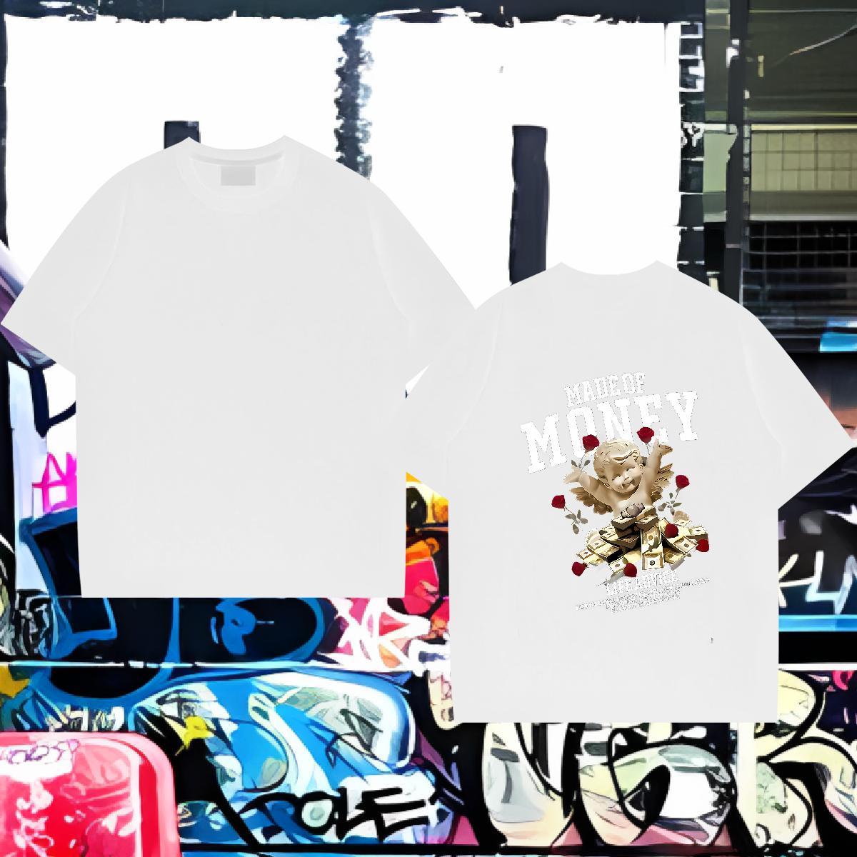 Comfortable T-Shirts for Men 100% Cotton 230g letter Hip Hop Street Asian Size Short Sleeve Soft Men Tshirts Fashion Top Tees