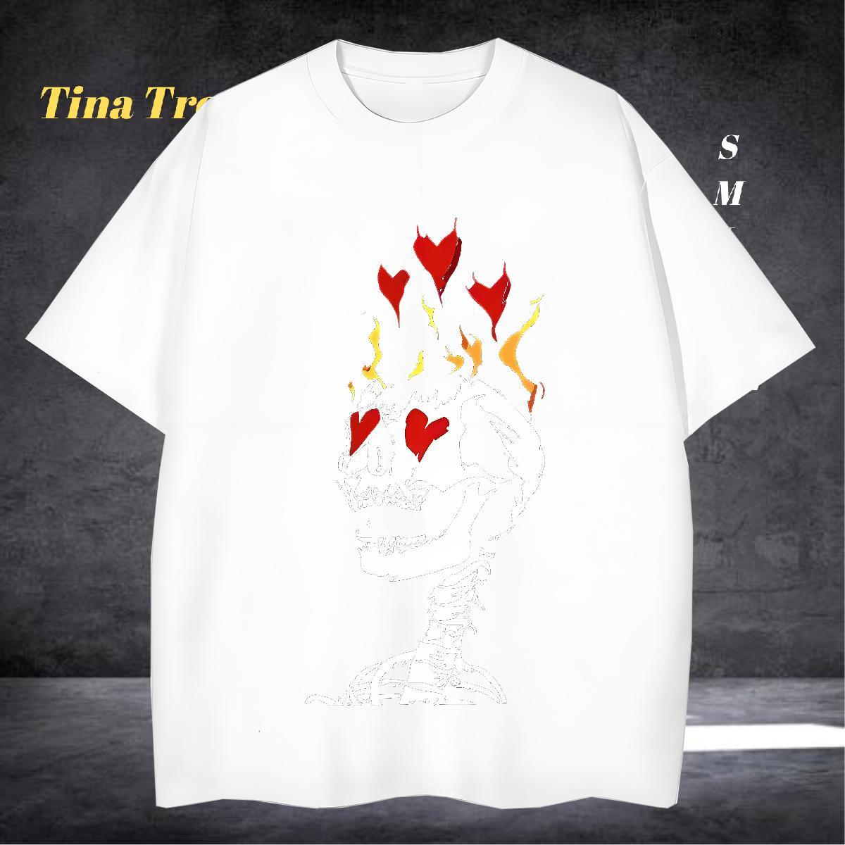 High Quality T Shirt For Man 230g 100% Cotton skull Spring Summer Custom Print Oversized Pure Cotton Couples T Shirts Fashion Designer Polos