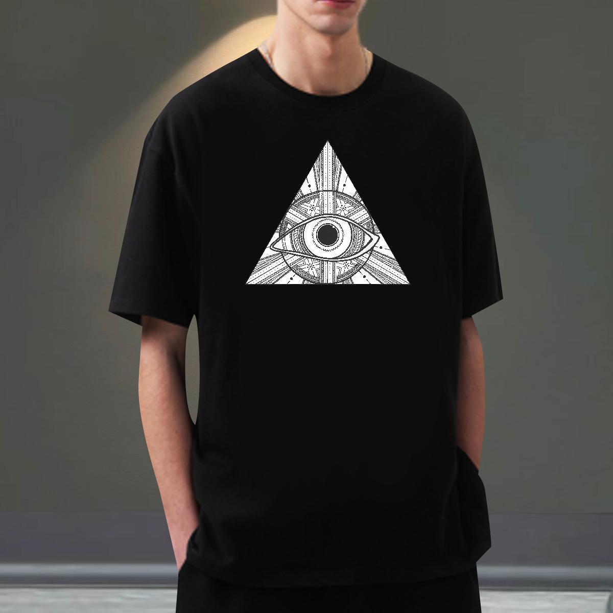 Unisex Men T Shirts 230g Cotton eye of the devil Street DIY Breathable Short Sleeve Men Tshirts Fashion Tops